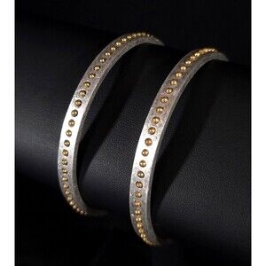 India Hicks Stud Bangle  2 Pc Womens Silver Bangle Set Stacked Retired Jewelry